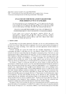 Analysis of communication parameters for chosen LP-WAN standards = Analiza parametrów komunikacji dla wybranych energooszcz?dnych standardów o dalekim zasi?gu