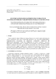 Czujnik napięcia do zastosowania w zdalnych systemach pomiaru parametrów energii elektrycznej = Voltage sensor for application in remote electric energy parameters measurement systems