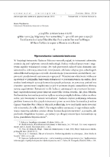 "Często zmieniane nicki gwarancją higieny forumowej" - problem percepcji tożsamości użytkownika forum internetowego w kontekście operowania nickami = "Often changed nicknames as a guarantee of online forum hygiene" - the problem of the user`s identity perception in the context of using nicknames