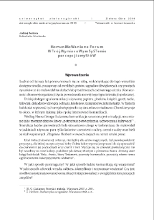 Komunikowanie na forum w trójwymiarowym systemie percepcji zmysłów = Communication on the forum in a three-dimensional sensory perception system