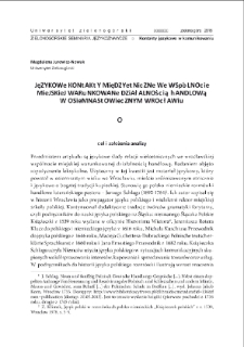 Językowe kontakty międzyetniczne we wspólnocie miejskiej warunkowane działalnością handlową w osiemnastowiecznym Wrocławiu = Inter-ethnic language relations in urban community conditioned by trading activities in the eighteenth-century Wroclaw