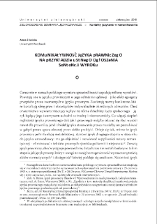 Komunikatywność języka prawniczego na przykładzie ustnego ogłoszenia sentencji wyroku = Communicativeness of legal language: A study based on oral pronouncement of the operative part of judgment