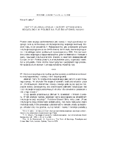 Instytucjonalizacja i wzory uprawiania socjologii w Polsce na tle światowej nauki = Institutionalization and patterns of practicing sociology in Poland
