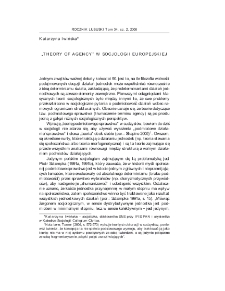 "Theory of agency" w socjologii europejskiej = "Theory of agency" in european sociology