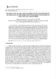 Optimization of friction stir processing parameters of aluminum alloy reinforced with hybrid nanoparticles using the Taguchi method