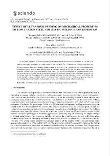 Effect of ultrasonic peening on mechanical properties of low carbon steel AISI 1020 TIG welding joints process