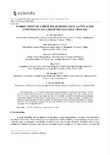 Fabrication of a high wear resistance AA7075/AL2O3 composites via liquid metallurgy process