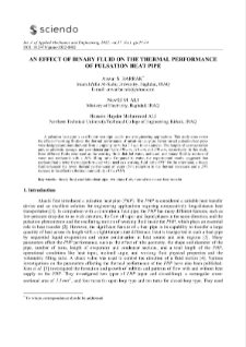 An effect of binary fluid on the thermal performance of pulsation heat pipe