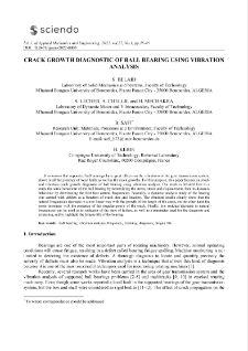Crack growth diagnostic of ball bearing using vibration analysis