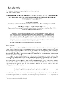 Difference scheme for differential-difference problems with small shifts arising in computational model of neuronal variability