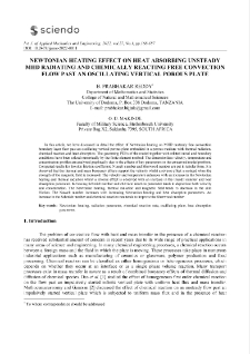 Newtonian heating effect on heat absorbing unsteady MHD radiating and chemically reacting free convection flow past an oscillating vertical porous plate