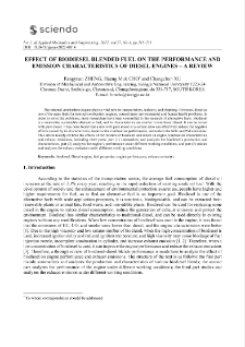 Effect of biodiesel blended fuel on the performance and emission characteristics of diesel engines - a review