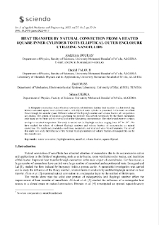 Heat transfer by natural convection from a heated square inner cylinder to its elliptical outer enclosure utilizing nanofluids