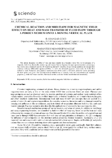 Chemical reaction and MHD flow for magnetic field effect on heat and mass transfer of fluid flow through a porous medium onto a moving vertical plate