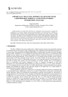 Chemically reacting Jeffrey fluid flow over a deformable porous layer with entropy generation analysis