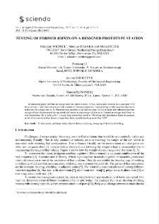 Testing of formed joints on a designed prototype station