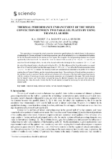 Thermal performance enhancement of the mixed convection between two parallel plates by using triangular ribs