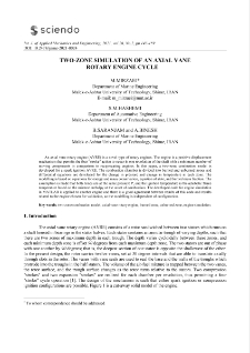 Two-zone simulation of an axial vane rotary engine cycle