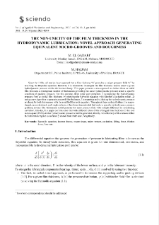 The non-unicity of the film thickness in the hydrodynamic lubrication: novel approach generating equivalent micro-grooves and roughness