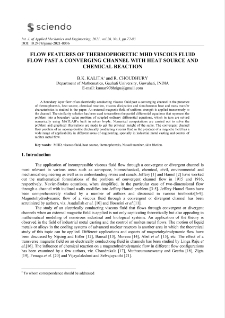 Flow features of thermophoretic MHD viscous fluid flow past a converging channel with heat source and chemical reaction