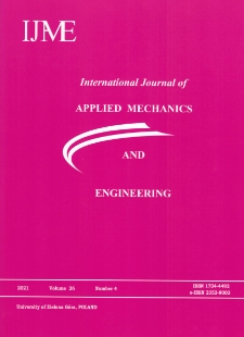 International Journal of Applied Mechanics and Engineering (IJAME), volume 26, number 4 (2021) - Contents