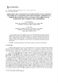 Similarity solution of stagnation-point flow and heat transfer of a micropolar fluid towards a horizontal permeable exponentially elongating sheet with radiation, heat production/ immersion