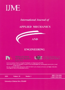 International Journal of Applied Mechanics and Engineering (IJAME), volume 25, number 1 (2020) - spis treści