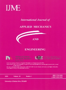 International Journal of Applied Mechanics and Engineering (IJAME), volume 25, number 1 (2020) - Contents
