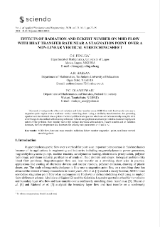 Effects of radiation and eckert number on MHD flow with heat transfer rate near a stagnation point over a non-linear vertical stretching sheet