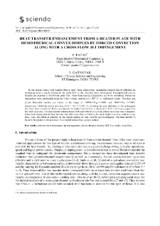 Heat transfer enhancement from a heated plate with hemispherical convex dimples by forced convection along with a cross flow jet impingement