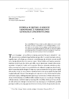 Intryga w języku. O knuciu i knowaniu z perspektywy genologii lingwistycznej = Intrigue in language. On plotting and scheming from the perspective of linguistic genology