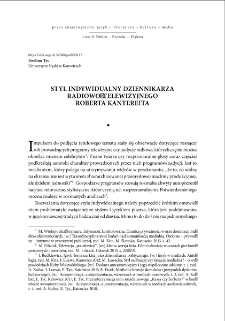 Styl indywidualny dziennikarza radiowo-telewizyjnego Roberta Kantereita = Individual style of radio and television reporter Robert Kantereit