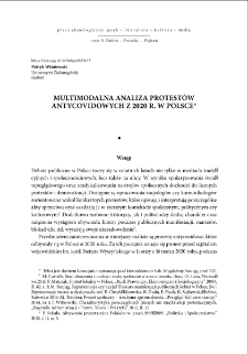 Multimodalna analiza protestów antycovidowych z 2020 r. w Polsce = Multimodal analysis of the anticovid protests of 2020 in Poland