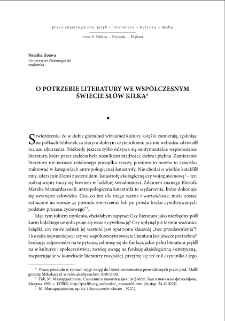 O potrzebie literatury we współczesnym świecie słów kilka