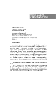 Mowa a motoryczność dziecka w wieku przedszkolnym = Speech and motor development of preschools children