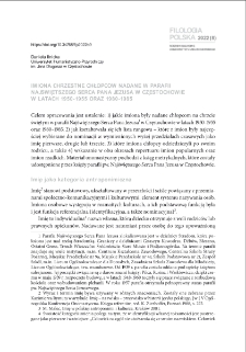 Imiona chrzestne chłopców nadane w parafii Najświętszego Serca Pana Jezusa w Częstochowie w latach 1950-1955 oraz 1980-1985 = Boys` godfather names given in the Sacred Heart of Jesus parish in Częstochowa from 1950 to 1955 and from 1980 to 1985