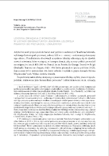 Leksyka związana z mówieniem w listach emigracyjnych Joachima Lelewela pisanych do przyjaciół i znajomych = Lexis connected with speaking in emigration letters written by Joachim Lelewel to his friends and acquaintances