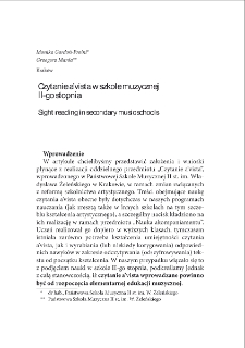 Czytanie a`vista w szkole muzycznej II-go stopnia = Sight reading in secondary music schools