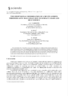Two dimensional deformation of a multilayered thermoelastic half-space due to surface loads and heat source