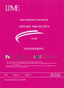 International Journal of Applied Mechanics and Engineering (IJAME), volume 25, number 2 (2020) - Contents