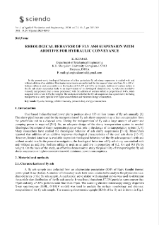 Rheological behavior of fly ash suspension with additive for hydraulic conveyance