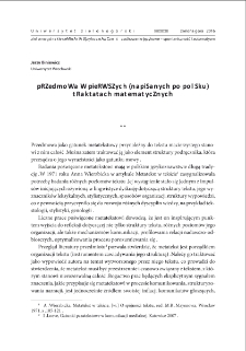 Przedmowa w pierwszych (napisanych po polsku) traktatach matematycznych = The prefaces written to Polish earliest mathematical treatises