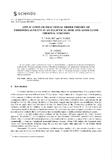 Application of fractional order theory of thermoelasticity in an elliptical disk and associated thermal stresses