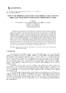 Effect of thermal radiation and chemical reaction on MHD flow of blood in stretching permeable vessel