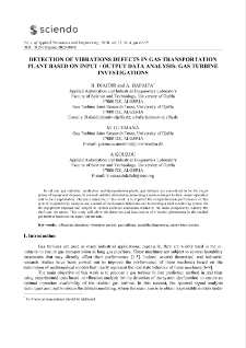 Detection of vibrations defects in gas transportation plant based on input/output data analysis: gas turbine investigations