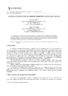 A study on fractional order thermoelastic half space