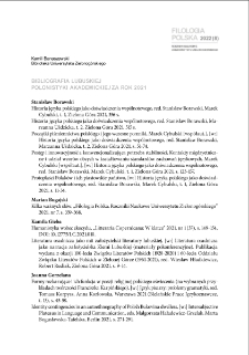 Bibliografia lubuskiej polonistyki akademickiej za rok 2021