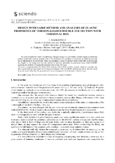 Design with SADSF method and analyses of elastic properties of torsion-loaded double-tee section with torsional box