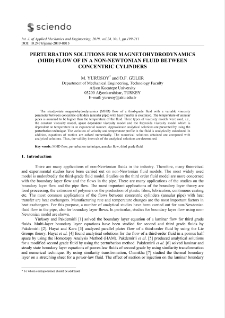 Perturbation solutions for magnetohydrodynamics (MHD) flow of in a non-newtonian fluid between concentric cylinders