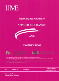 International Journal of Applied Mechanics and Engineering (IJAME), volume 24, number 2 (2019) - Contents